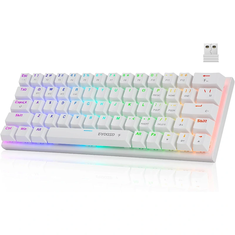 63 Eochracha RGB gan sreang BT 2.4GHz type-c Méarchlár Cearrbhachais Meicniúla
