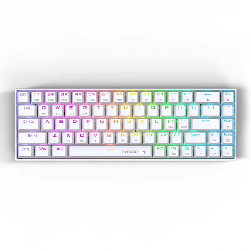 68 Eochair RGB gan sreang BT 2.4GHz Meicniúil Cearrbhachas méarchlár