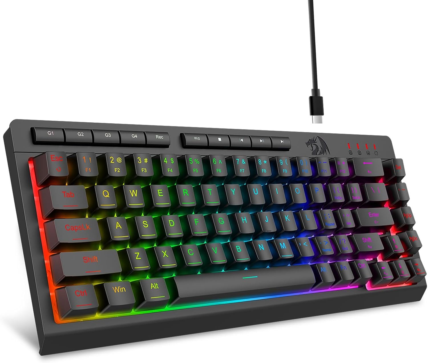 Black K519 Wired Gaming RGB Backlit Méarchláir